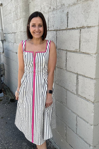 Mia Striped Fit & Flare Dress - Just Dani Boutique + Color Studio