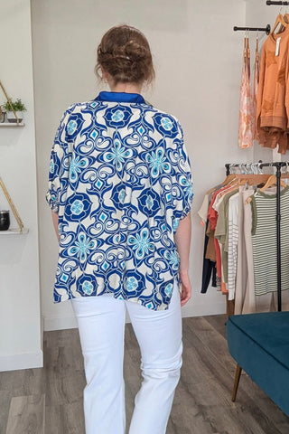 Micki Medallion Print Top - The Funky Zebras Clear Lake
