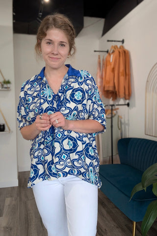 Micki Medallion Print Top - The Funky Zebras Clear Lake