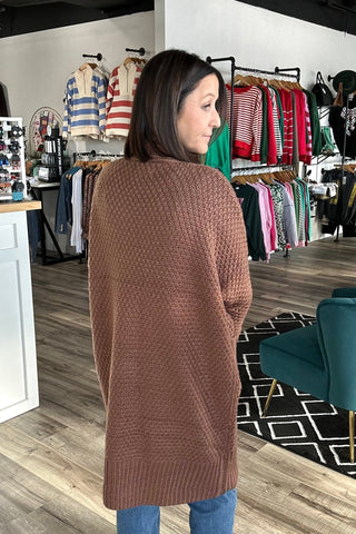 Mila Long Brown Knit Cardigan - The Funky Zebras Clear Lake