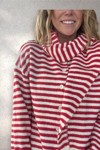 Mira Red Stripe Sweater with Scarf - Just Dani Boutique + Color Studio