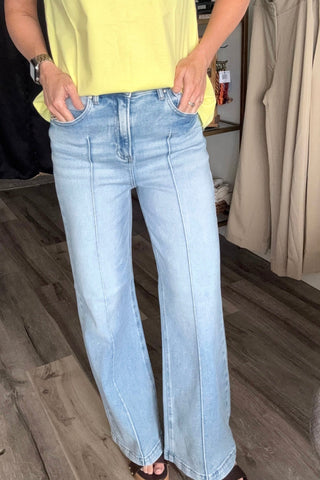 Miranda Risen Wide Leg Seam Detail Denim - Just Dani Boutique + Color Studio