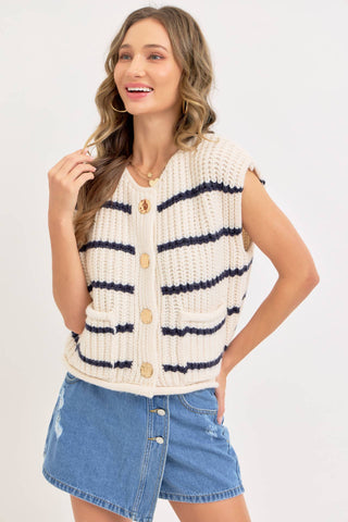 Miranda Striped Sweater Vest - The Funky Zebras Clear Lake