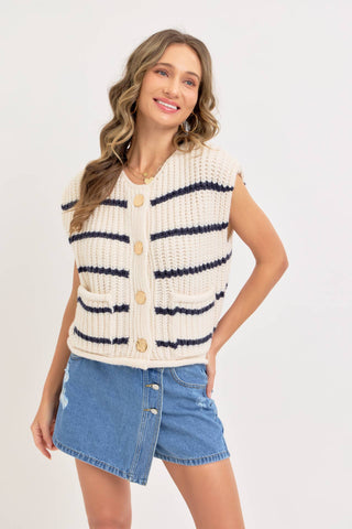 Miranda Striped Sweater Vest - The Funky Zebras Clear Lake