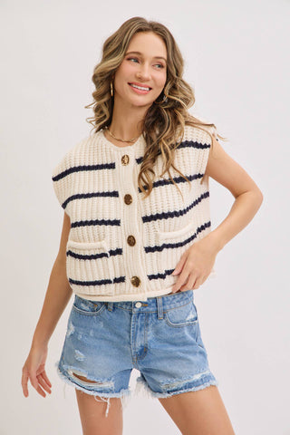 Miranda Striped Sweater Vest - The Funky Zebras Clear Lake