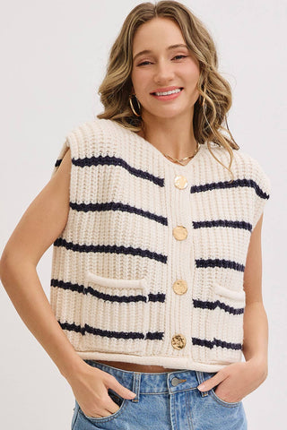 Miranda Striped Sweater Vest - The Funky Zebras Clear Lake