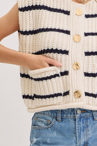 Miranda Striped Sweater Vest - The Funky Zebras Clear Lake
