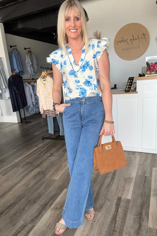 Molly Wide Leg Medium Wash Jeans - The Funky Zebras Clear Lake