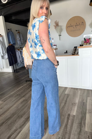Molly Wide Leg Medium Wash Jeans - The Funky Zebras Clear Lake