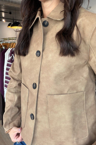 Monique Patch Pocket Faux Leather Jacket - Just Dani Boutique + Color Studio