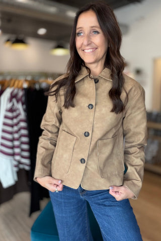 Monique Patch Pocket Faux Leather Jacket - Just Dani Boutique + Color Studio