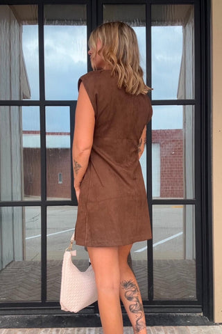 Myah Brown Suede Sleeveless Dress - Just Dani Boutique + Color Studio