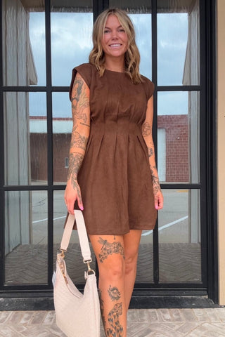 Myah Brown Suede Sleeveless Dress - Just Dani Boutique + Color Studio