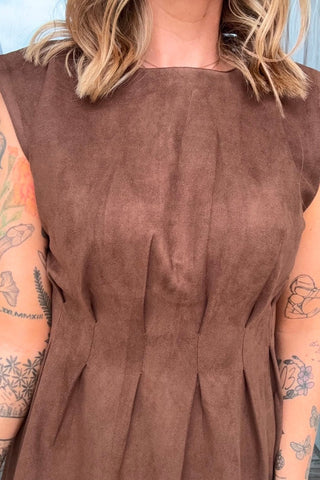 Myah Brown Suede Sleeveless Dress - Just Dani Boutique + Color Studio