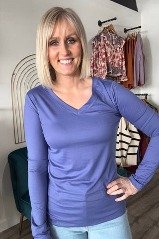 Natalie Microfiber V-Neck Long Sleeve - Just Dani Boutique + Color Studio