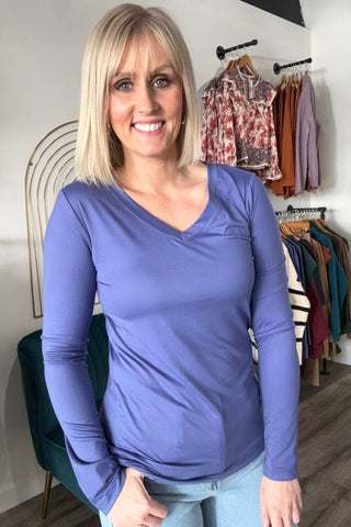 Natalie Microfiber V-Neck Long Sleeve - Just Dani Boutique + Color Studio