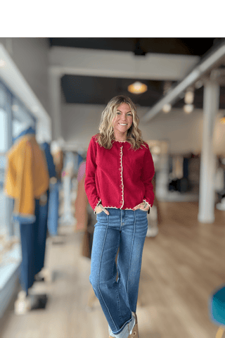 Nealy Red Oversized Cardigan - Just Dani Boutique + Color Studio