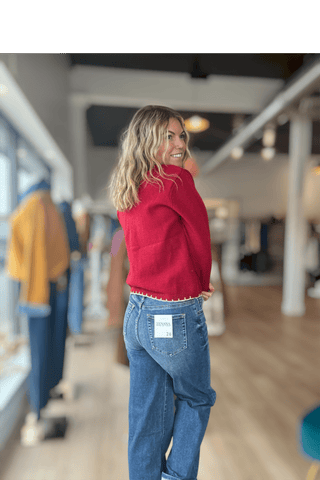 Nealy Red Oversized Cardigan - Just Dani Boutique + Color Studio