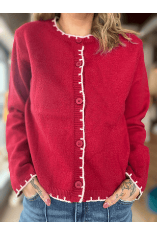 Nealy Red Oversized Cardigan - Just Dani Boutique + Color Studio
