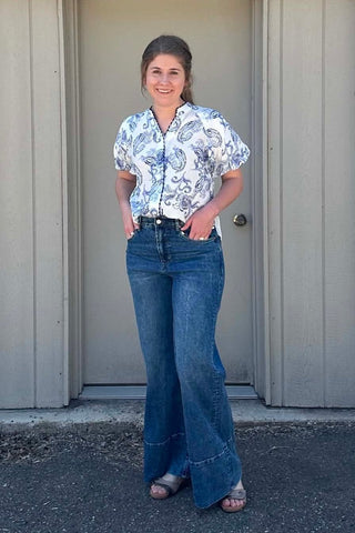 Nellie Blue Print Top - Just Dani Boutique + Color Studio