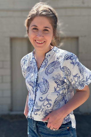 Nellie Blue Print Top - Just Dani Boutique + Color Studio