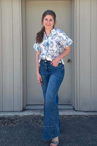 Nellie Blue Print Top - Just Dani Boutique + Color Studio