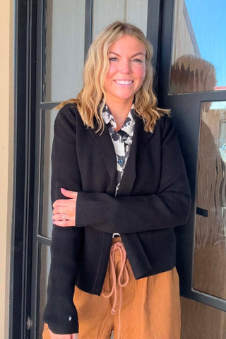 Neveah Luxe Black Notch Cardigan - Just Dani Boutique + Color Studio