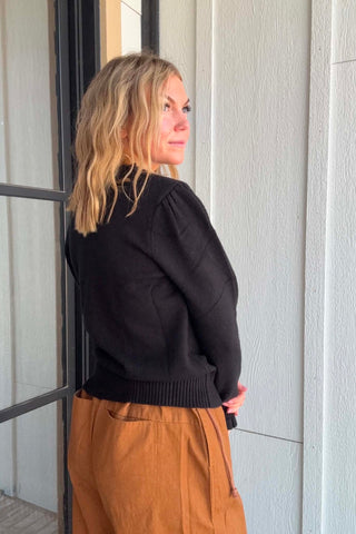 Neveah Luxe Black Notch Cardigan - Just Dani Boutique + Color Studio