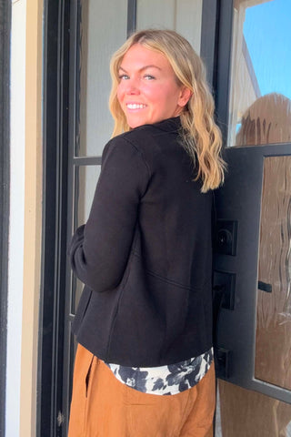 Neveah Luxe Black Notch Cardigan - Just Dani Boutique + Color Studio