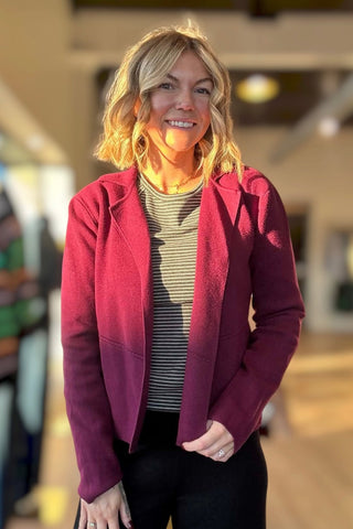 Neveah Luxe Merlot Notch Cardigan - Just Dani Boutique + Color Studio