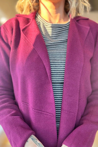 Neveah Luxe Merlot Notch Cardigan - Just Dani Boutique + Color Studio