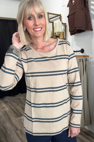 Nicole Crew Neck Slub Long Sleeve Tee - Just Dani Boutique + Color Studio