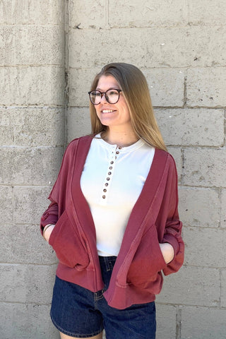 Nora Mineral Wash French Terry Cardi - Just Dani Boutique + Color Studio