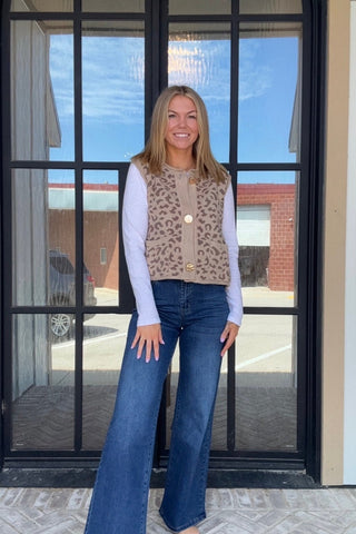 Nora Mocha Animal Print Vest - Just Dani Boutique + Color Studio
