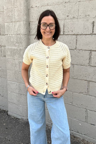 Paige Short Sleeve Crochet Cardigan - Just Dani Boutique + Color Studio