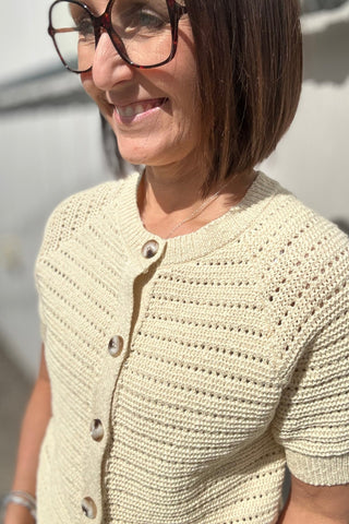 Paige Short Sleeve Crochet Cardigan - Just Dani Boutique + Color Studio