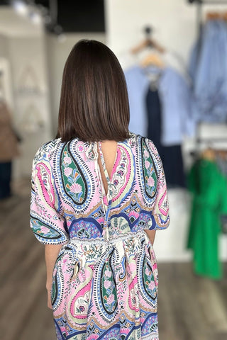 Paisley V - Neck Print Dolman Dress - The Funky Zebras Clear Lake