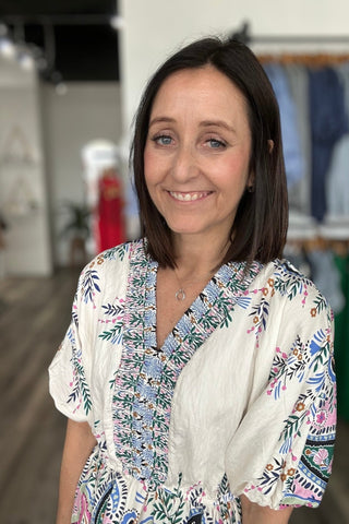 Paisley V - Neck Print Dolman Dress - The Funky Zebras Clear Lake