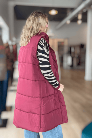 Patti Wine Long Burgundy Vest - Just Dani Boutique + Color Studio