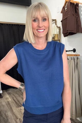 Pauly Navy Crew Sleeveless Top - Just Dani Boutique + Color Studio