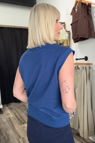 Pauly Navy Crew Sleeveless Top - Just Dani Boutique + Color Studio