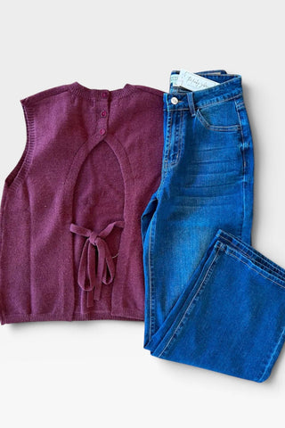 Penelope Maroon Sleeveless Sweater - Just Dani Boutique + Color Studio
