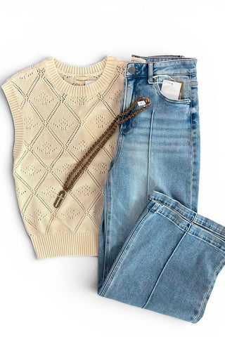 Percy Cream Sweater Vest - Just Dani Boutique + Color Studio