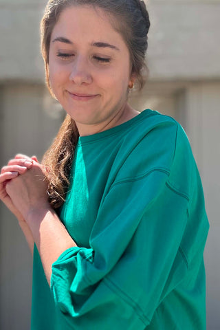 Radley Green Three Quarter Sleeve Color Stitch Top - Just Dani Boutique + Color Studio