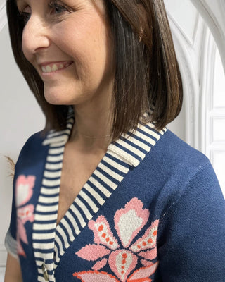 Renee V - Neck Navy Floral Sweafer - The Funky Zebras Clear Lake