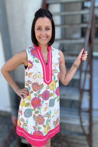 Rhea Sleeveless V Neck Floral Dress - Just Dani Boutique + Color Studio