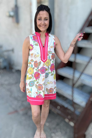Rhea Sleeveless V Neck Floral Dress - Just Dani Boutique + Color Studio