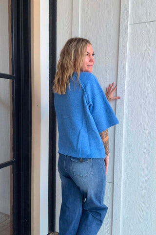 Rhonda Blue Half Sleeve Sweater Top - Just Dani Boutique + Color Studio