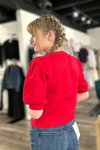 Riley Puff Sleeve Bow Sweater - The Funky Zebras Clear Lake