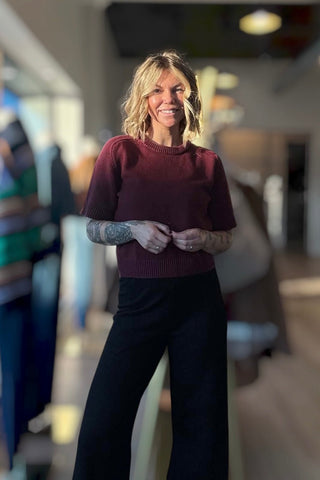 Robin Maroon Short Sleeve Sweater - Just Dani Boutique + Color Studio